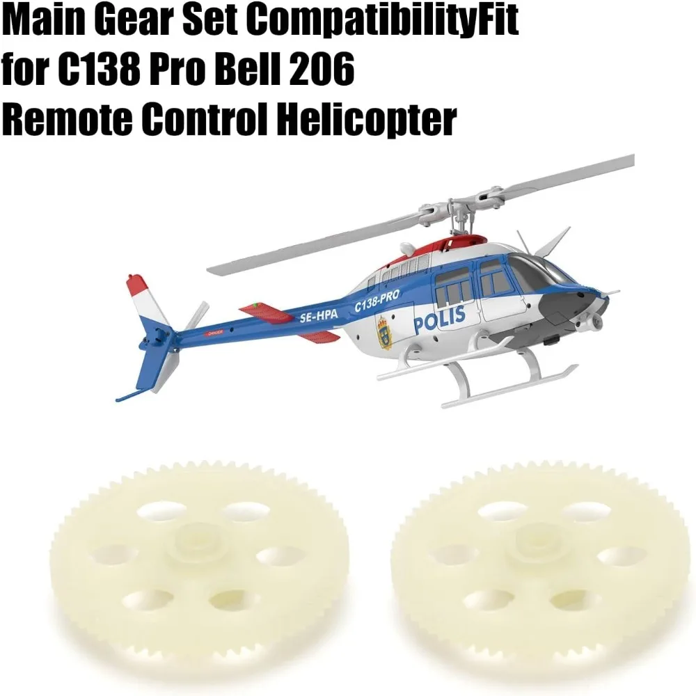 2PCS Plastic RC Main Gear Set White Direct Replacement RC Helicopter Gear Assembly Low Noise Brushless Main Gear Replacement