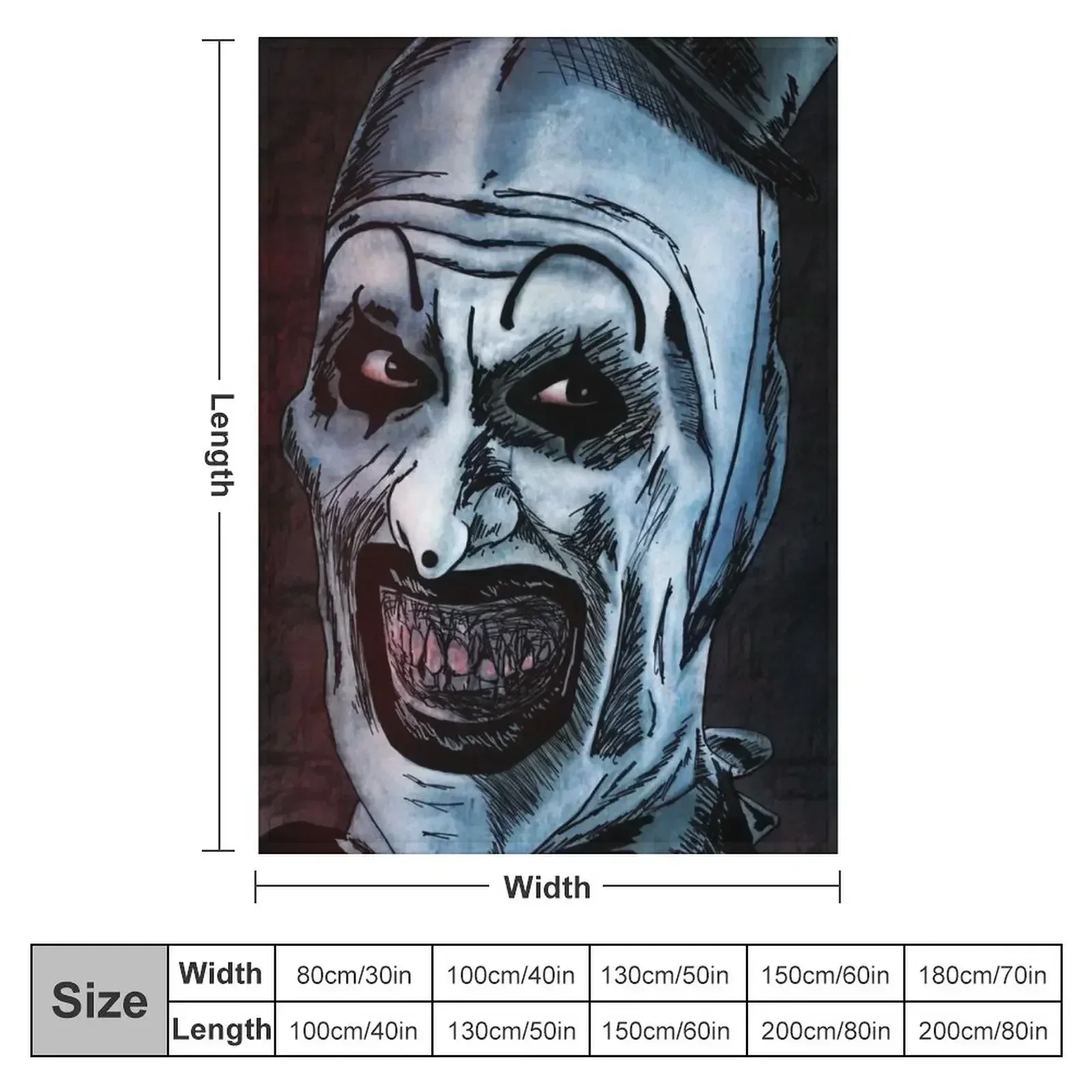 Art The Clown Throw Blanket couch cozy soft plush fuzzy picnic outdoor blanket