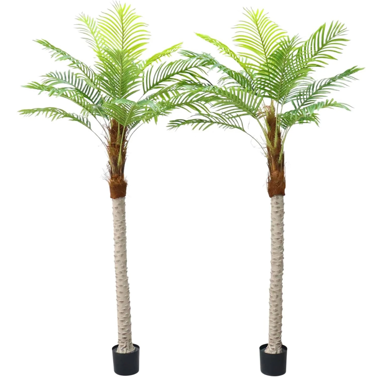 2 قطعة شجرة النخيل الاصطناعية مع 15 قطعة أوراق 210 سنتيمتر طويل القامة نباتات اصطناعية كبيرة لغرفة المعيشة شرفة ديكور المنزل حفل زفاف
