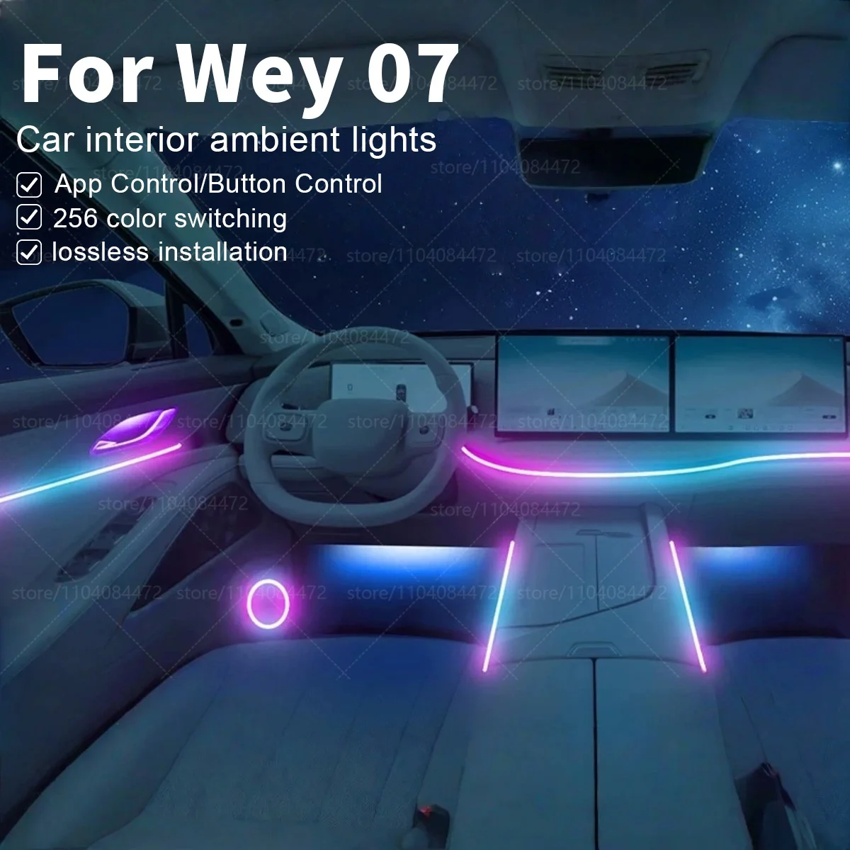 

Для Wey 07 22in1 RGB салон автомобиля акриловые автомобильные окружающие освещение RGB скрытая акриловая полоса украшения атмосфера аксессуары