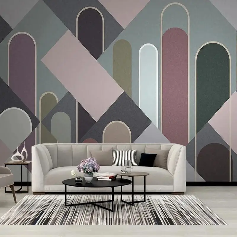 Custom Any Size Mural Wallpaper Modern Light Luxury 3D Abstract Geometric Lines Living Room TV Sofa Background Wall Decor Fresco
