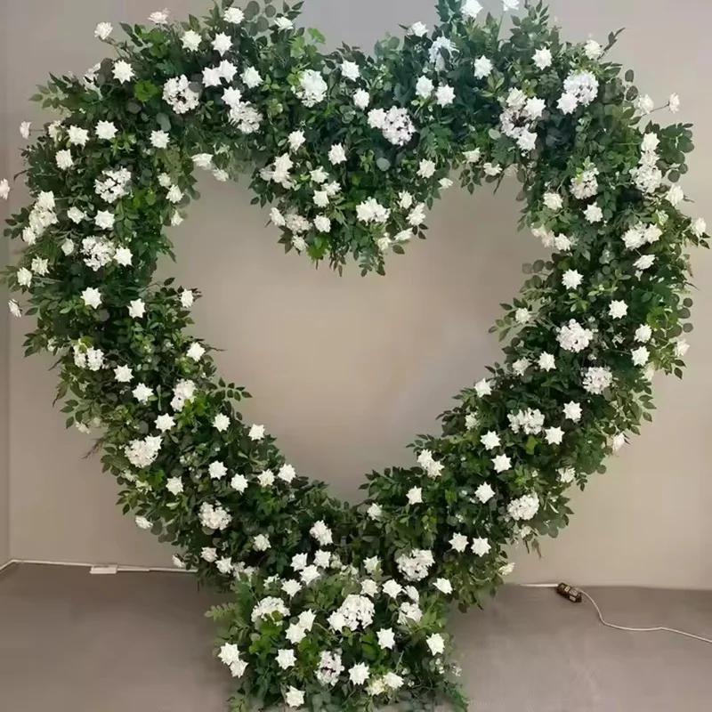 NONE 200CM Großhandel Künstliche Seidenblume Rot Weiß Gewölbte Herzförmige Hochzeit Gewölbte Rose Herzförmige Gewölbte Blumenhintergrund 6