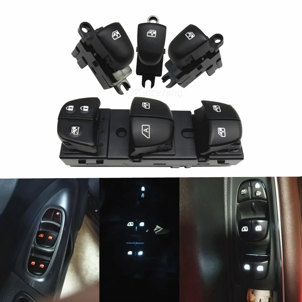 1 Set/4PCS Window Lifter switch driver's side For Nissan Qashqai/Altima/Sylphy/Tiida/X-Trail Red / White / Ice Blue Light