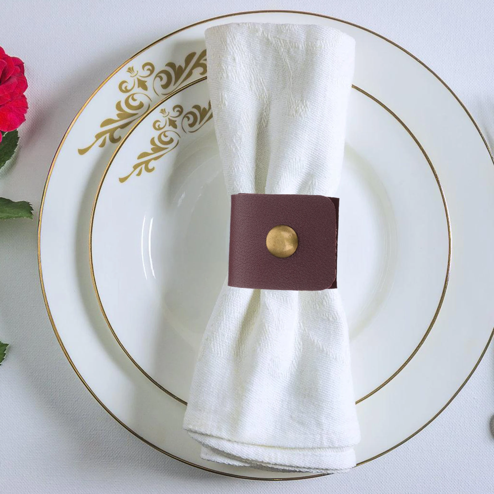 

12pcs Fake Napkin Rings Modern Rustic Napkin Holder Buckle Table Decoration Wedding Party Thanksgiving Christmas Black