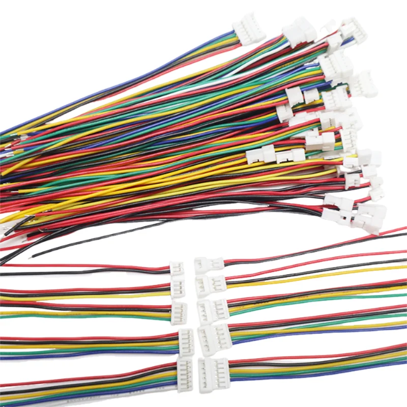 10Pair 28AWG Male/Female Plug JST 1.25mm 2Pin 3Pin 4Pin 5Pin 6Pin Socket Terminal Connector with Wire Cables 100mm Connector