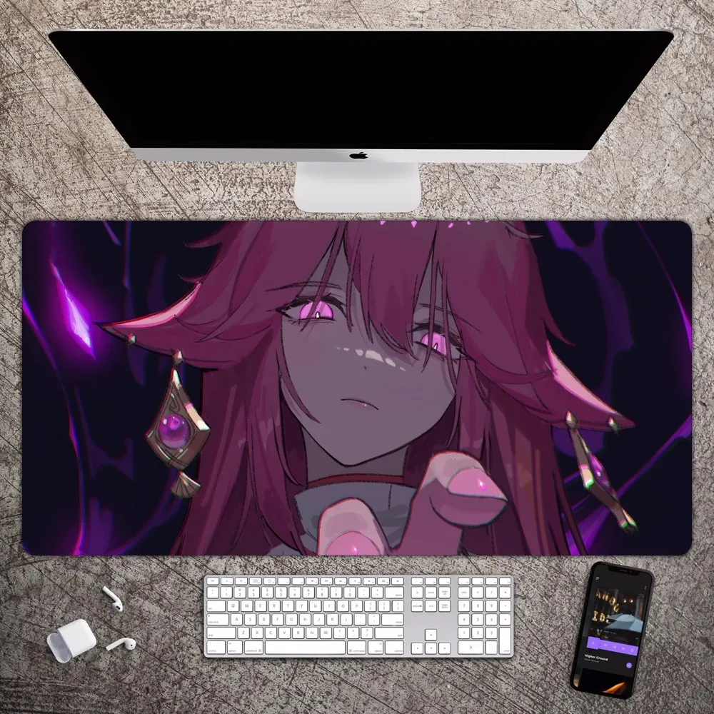 Yae Miko Mousepad Large Gaming Compute Gamer PC Keyboard Mouse Mat
