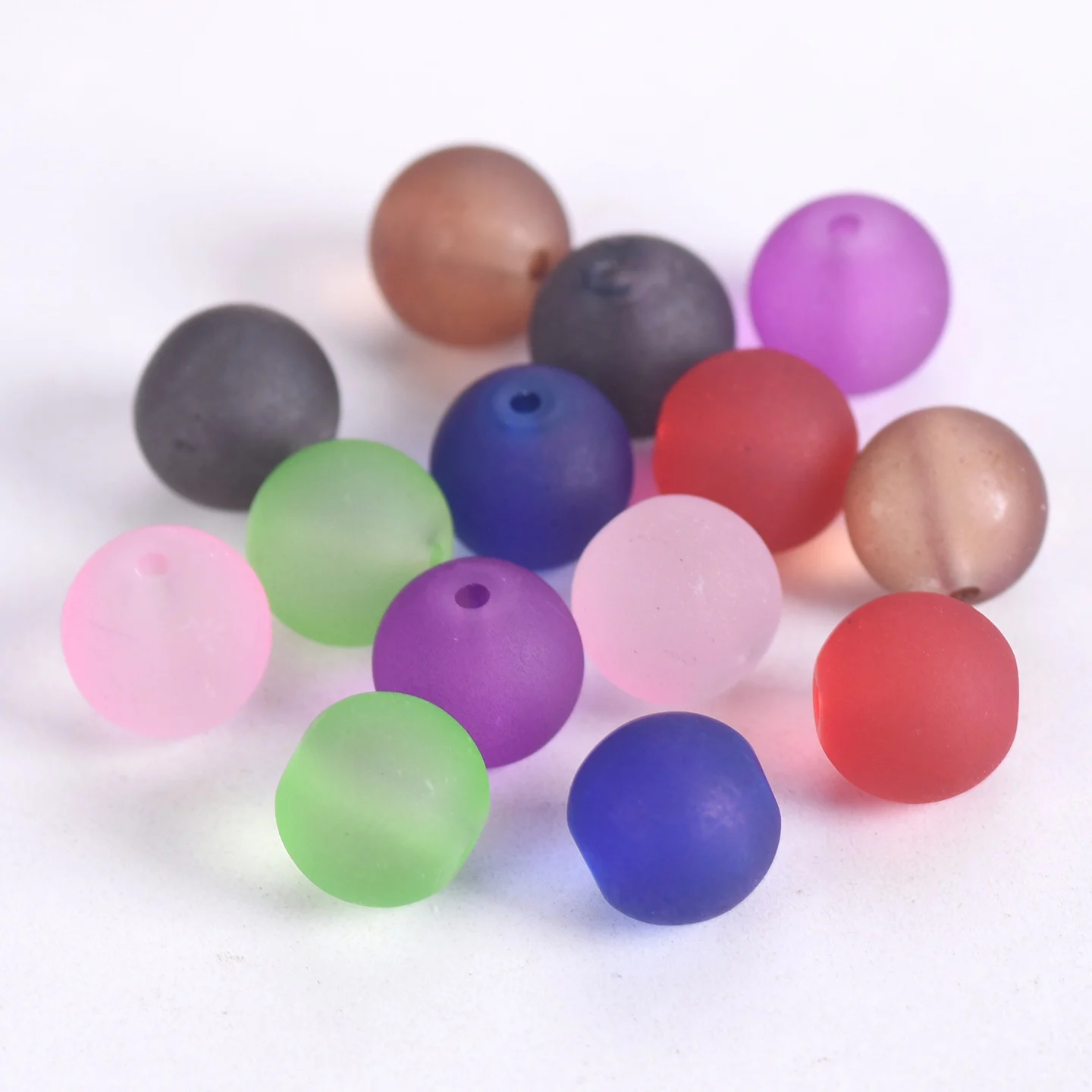 20pcs Matte Red/Blue/Green Round 10mm Jelly-Like Coated Glass  Loose Beads For Jewelry Making DIY Bracelet Crafts Findings