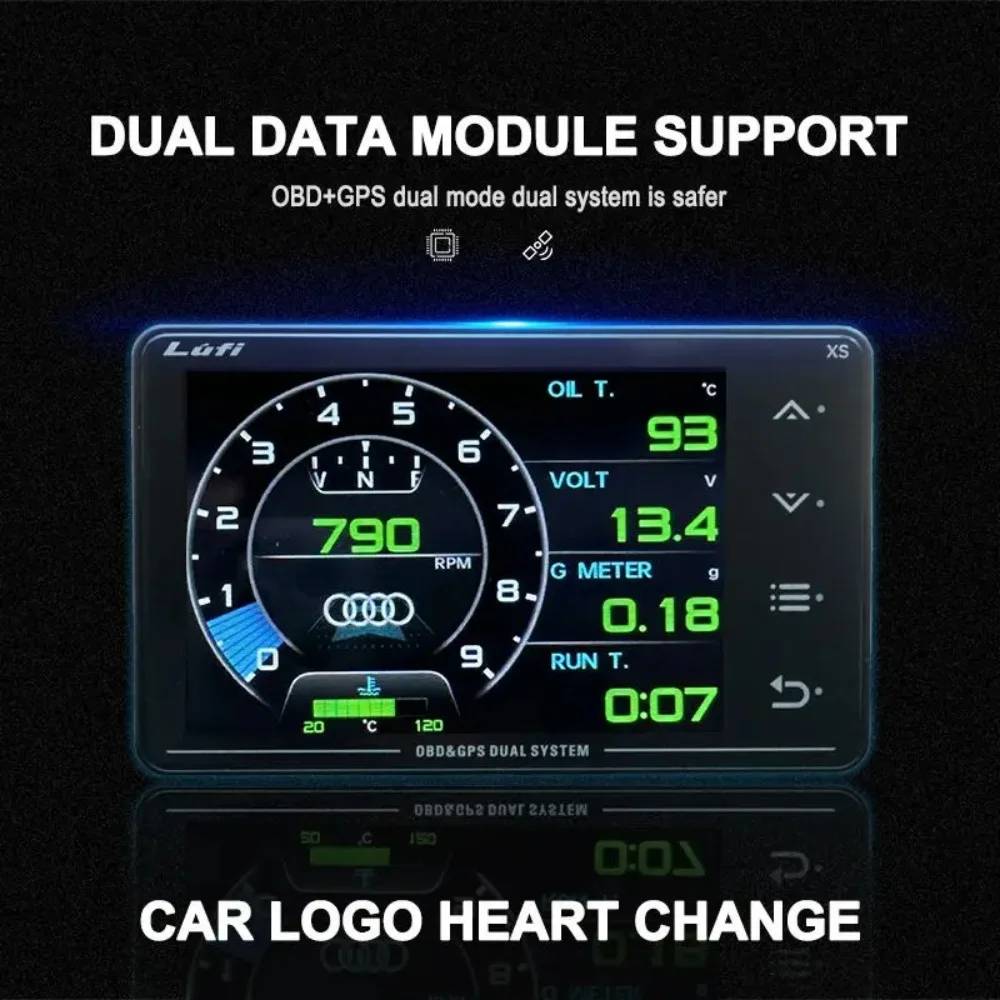 LUFI XS أداة تعديل السيارة Obd2 + GPS متعددة الوظائف LCD متر سرعة التوربينات G-قيمة الجيروسكوب #6