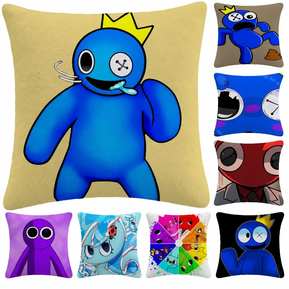 Game Horror R-Rainbow Friends Cushion Cover Soft Plush Pillow Cover Sofa Bedroom Living Room Bed Office Decor Gift