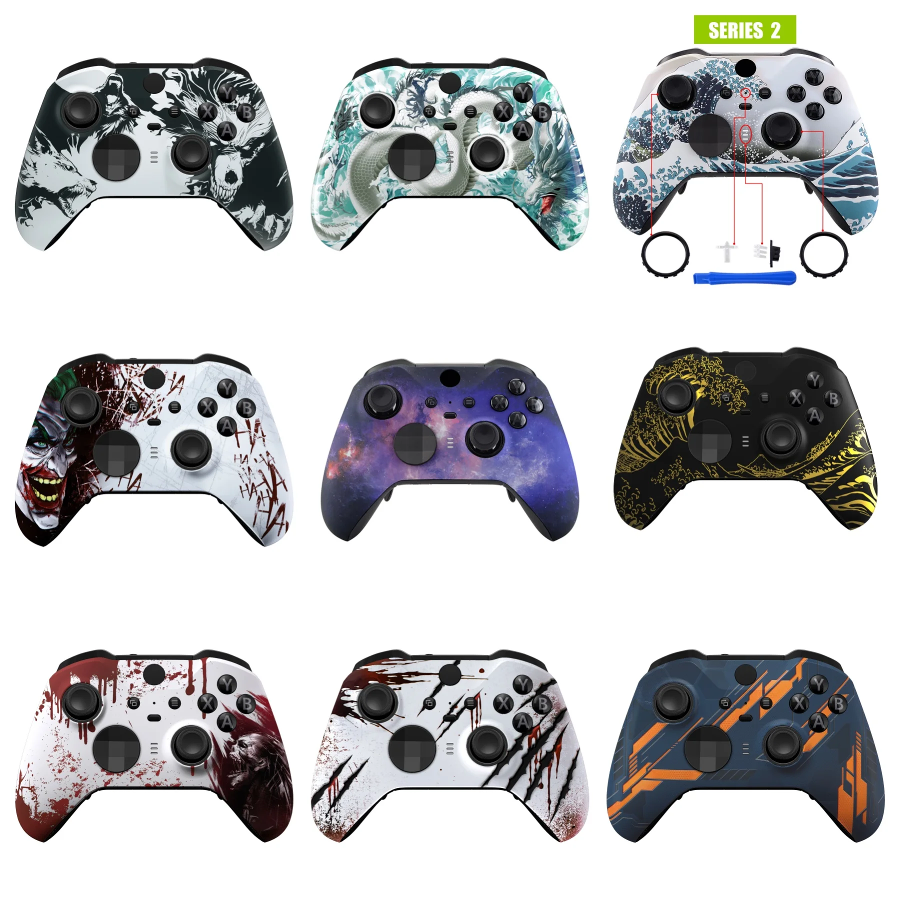 eXtremeRate Front Housing Shell for Xbox One Elite Series 2 Controller - Patterned Series