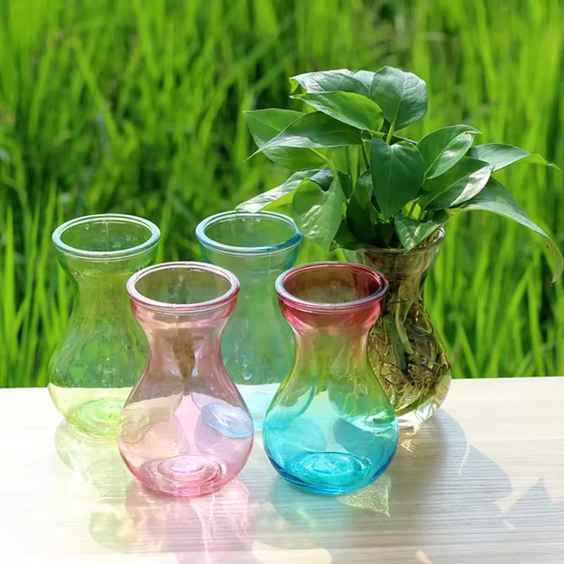 Hyacinth Vase with Colors, Home Modern Glass Vase, Stylish Decorative Glass Jar with Colors