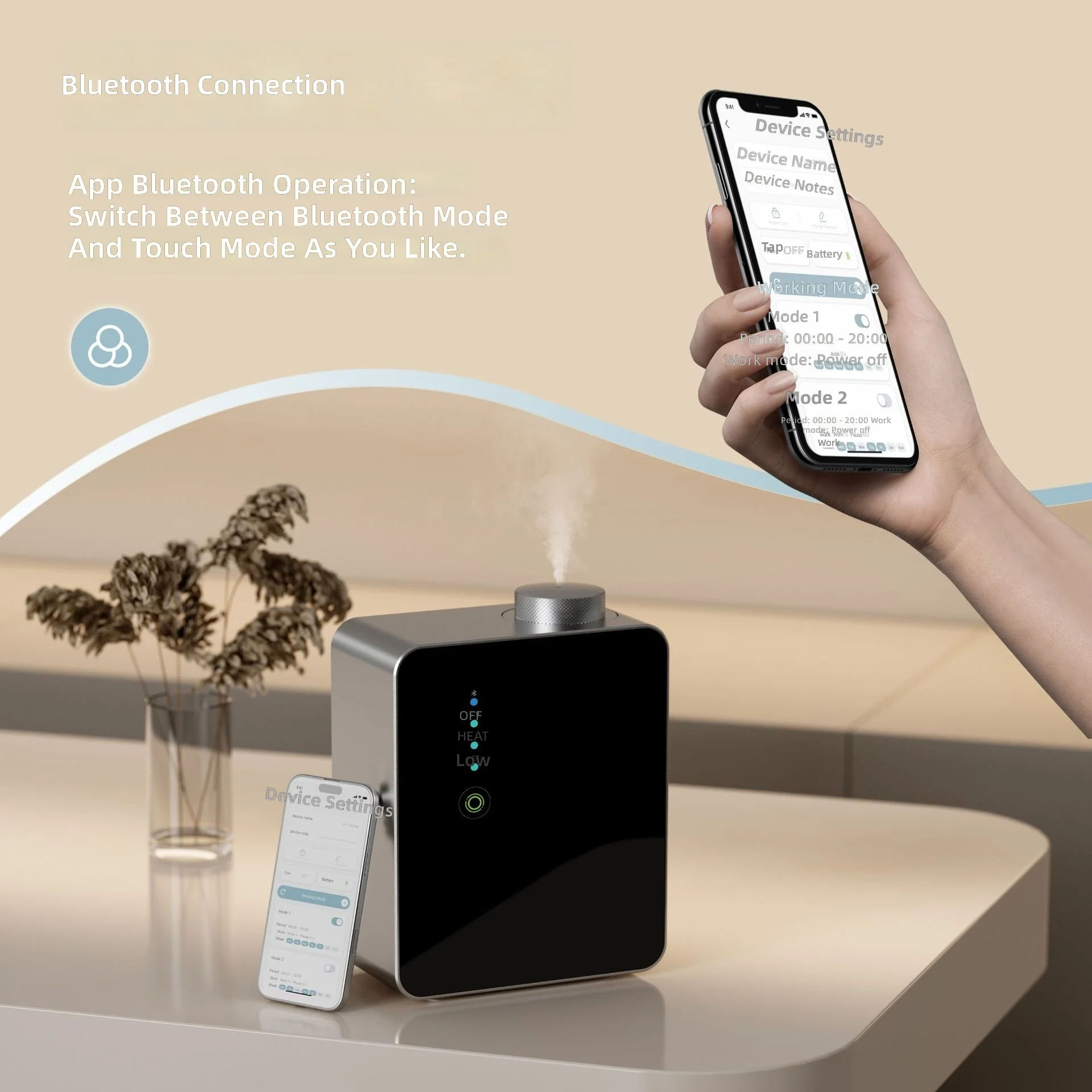 Aroma Diffuser, 400ml Essential Oil Timer, Silent Bluetooth Scent Machine for Home Office, Aromatherapy Fragrance Dispenser