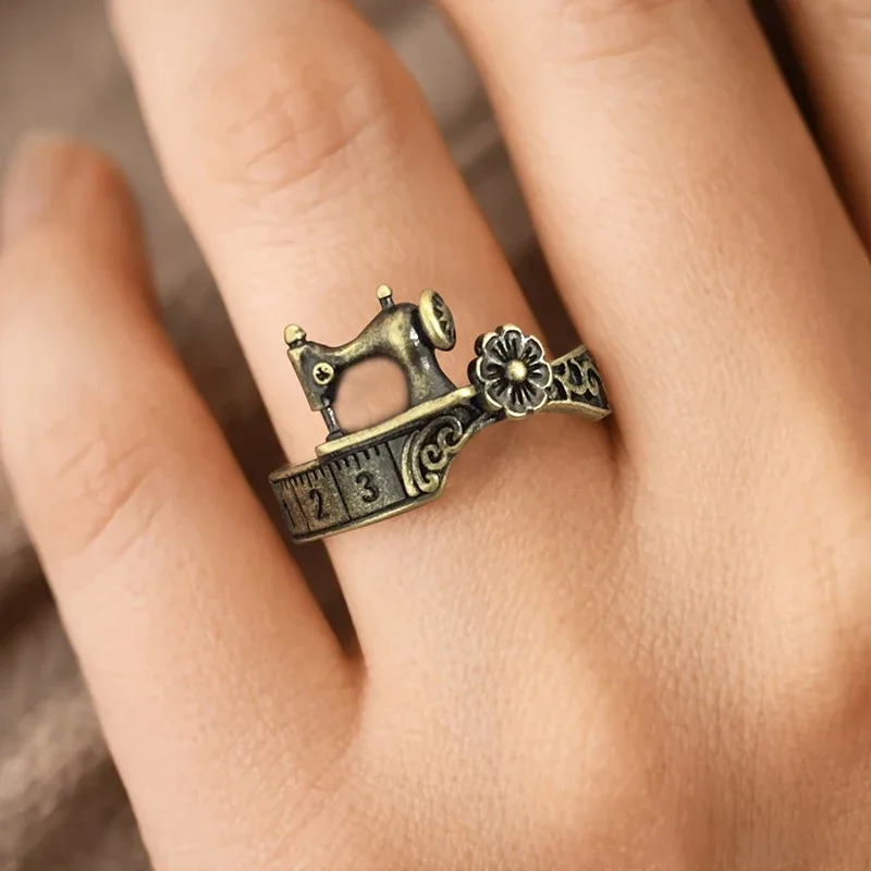 Huitan New Trendy Sewing Machine Rings for Women Exquisite Temperament Finger Accessory Unique Luxury Charming Jewelry for Party