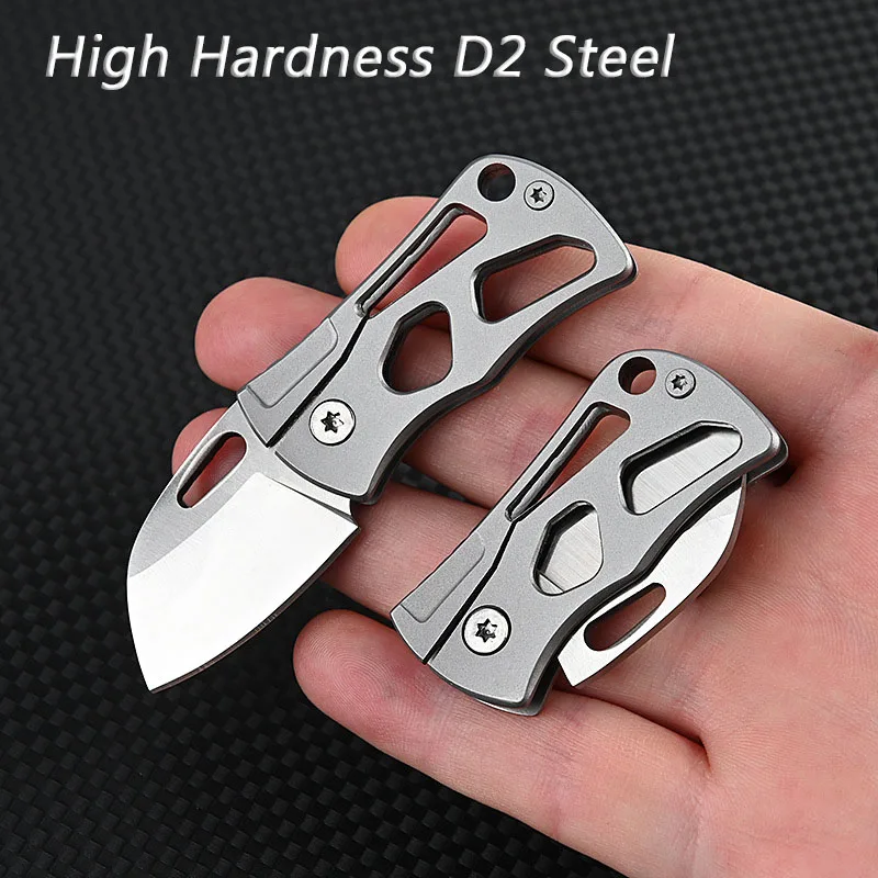 High Hardness D2 Handle Folding Knife Stainless Steel MINI Fruit Knife EDC Express Pocket Knife Gift Outdoor Tool KeyPendant