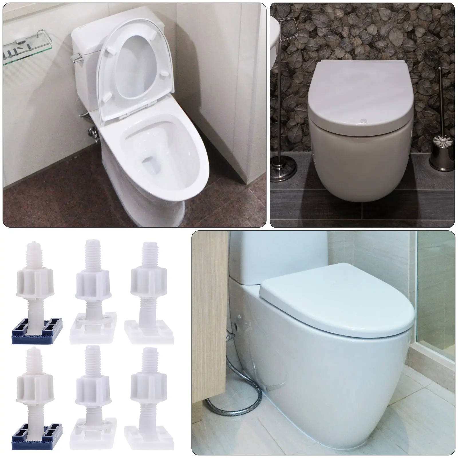 

6 set Seat Replacement Plastic Durable Corrosion-Resistant Easy Install Fixings for Home Bathroom Hotel Toilet Lid Cover Parts