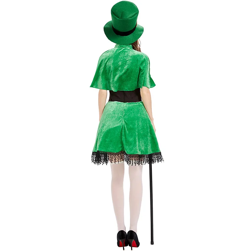 St. Patrick's Day Dress for Women Party Fancy Dress Up Ireland Festival Magician Green Goblin Dwarfs Cosplay Costumes