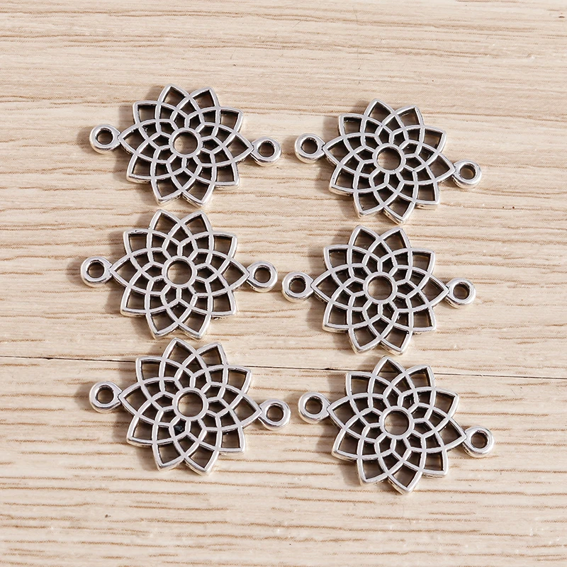 Tusember 40 Stück 14*20mm Metall Niedliche Hohle Lotus-Anhänger Verbinder für Schmuckherstellung Handgemachte DIY Halsketten Ohrringe Armbänder – Detail 3