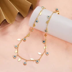 Stainless Steel Evil Eye Necklace for Woman Gold Plated Colourful Devil's Eye Trendy Jewellery Girls Party Gift