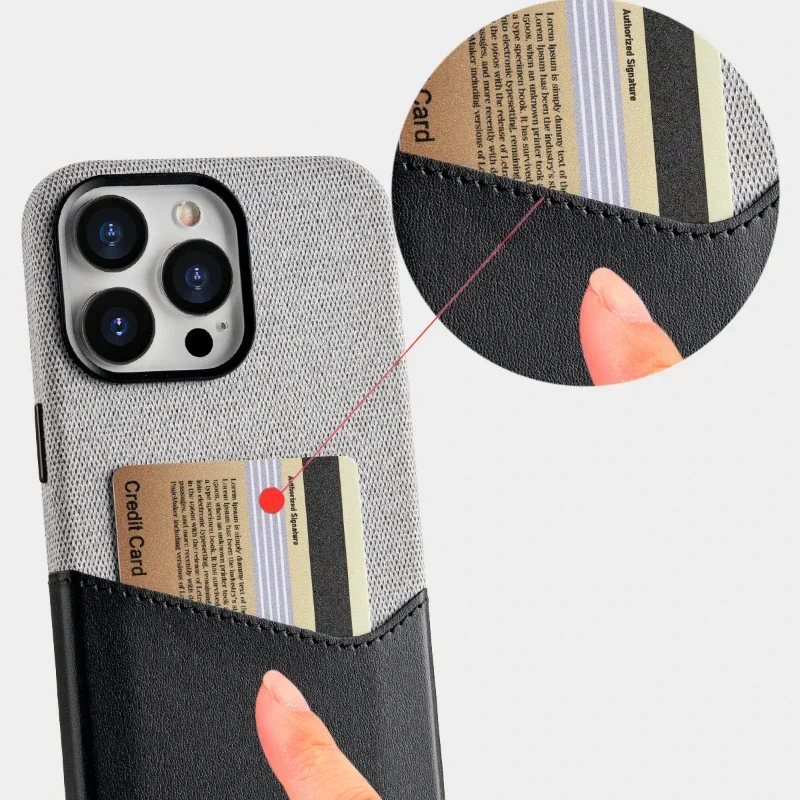 New IPhone 16 ProMax Magnetic Insert Card Phone Case 15 Pro Color Contrast Splicing 14 Pro Anti Drop 13  12 Protective Cover