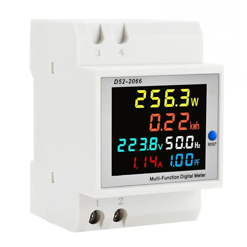 HLZS-Digital Single Phase Energy Meter Tester Power Usage Monitor AC110V 40V-300V100A Frequency Power Factor Meter Multimeter