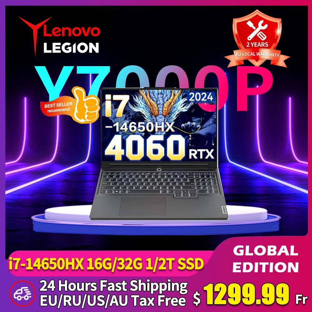 Lenovo LEGION Y7000P 2024 Gaming Laptop 14th Core i7-14650HXGraphics RTX 4050/4060 16-inch 165Hz Screen Notebook PC