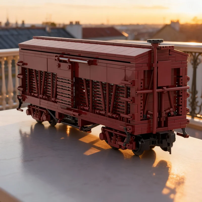 909pcs MOC Haskell Barker 40ft Stock Car City Trains Technical Vehicle Engineering Model Building Blocks DIY Art Set Toy Gift