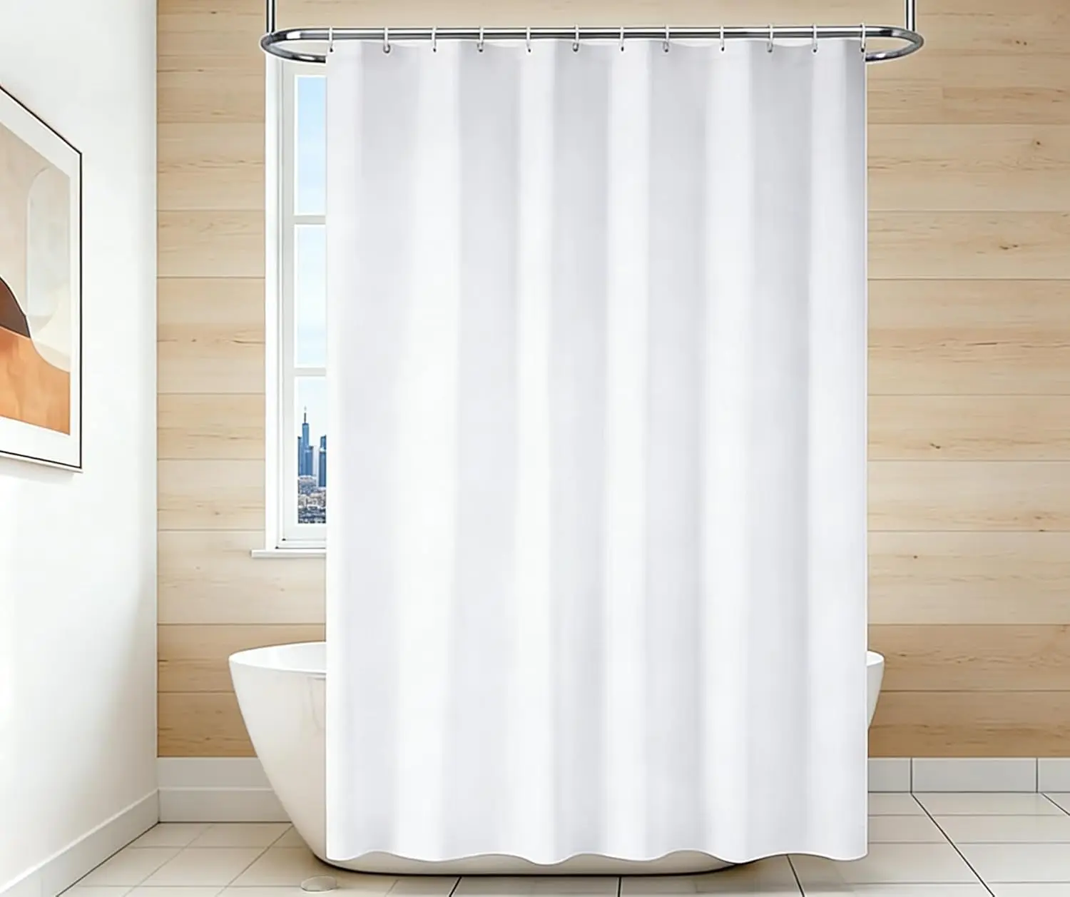 

Shower Curtain Liner - Waterproof Cotton Shower Curtain Liner, Machine Washable, Magnetic Weighted Bottom, 71x72 Inch Soft Cloth