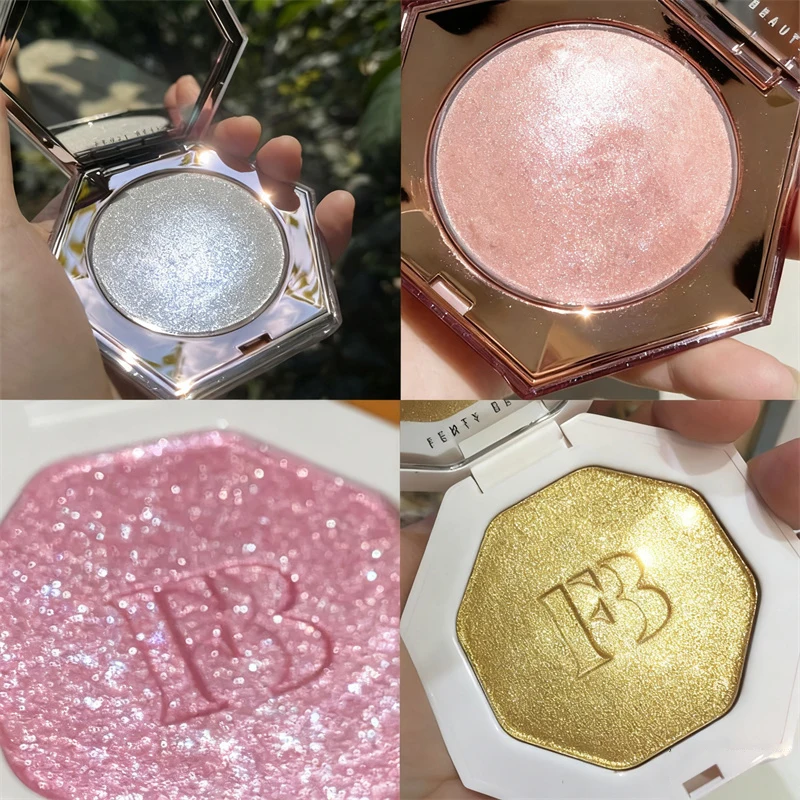 Fenty Beauty Highlighter Hochglänzende Gesichts-Illuminator-Palette, natürlicher Contouring Stick, Diamant-3D-Puder, feines Gesicht, schimmernd