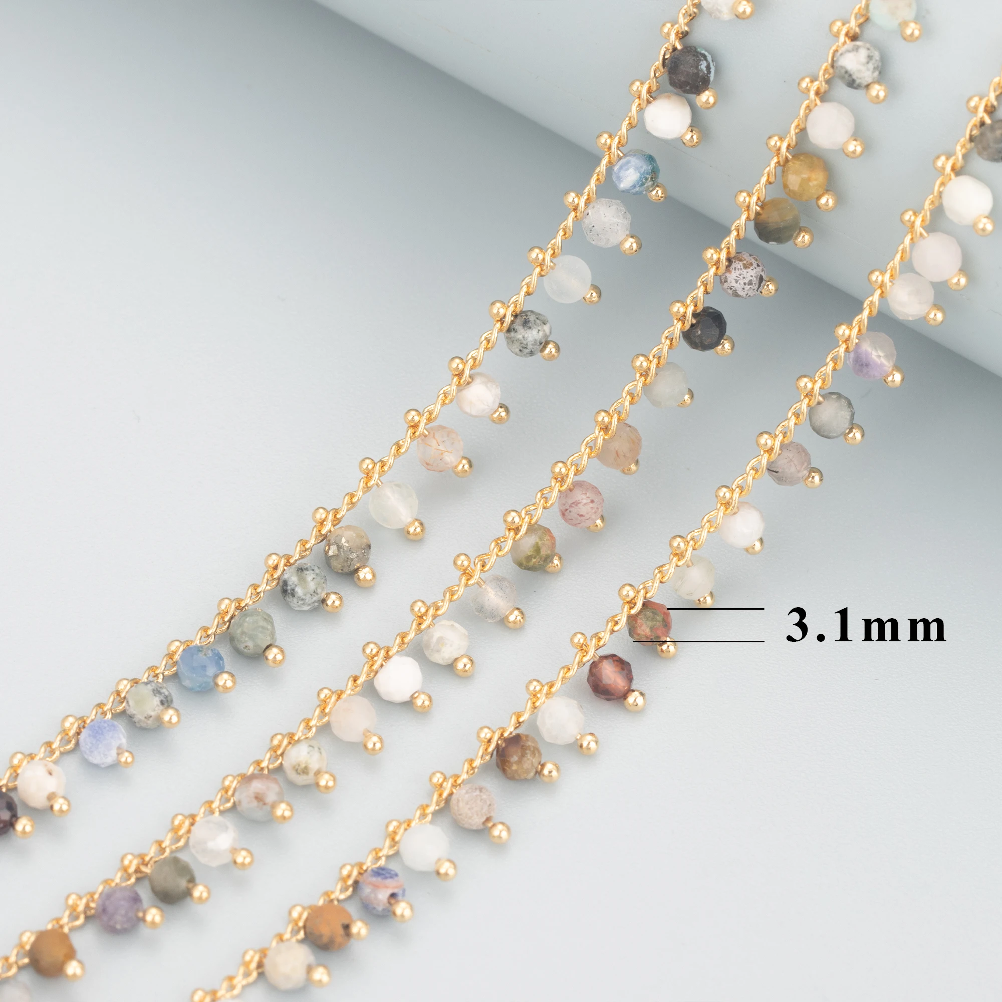 GUFEATHER-Accesorios de joyería C82, sin níquel, chapado en oro de 18k, piedra natural, fabricación de joyas, collar de cadena diy, 1m por lote