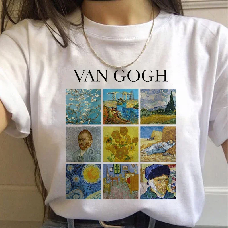 90s Vintage Tshirt Fashion Top Tees Female Vincent Van Gogh Harajuku Aesthetic T Shirts Women Funny T-shirt