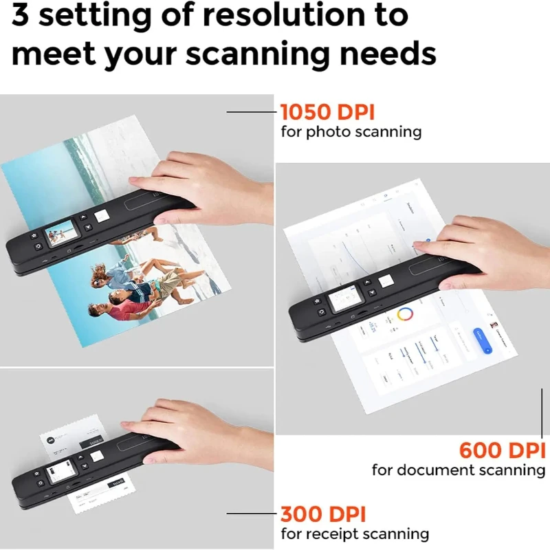 Portable Book Scanner for Students Wireless Document Scanner 1050DPI WiFi with OCR Software Rechargeable Note Taking Textbooks