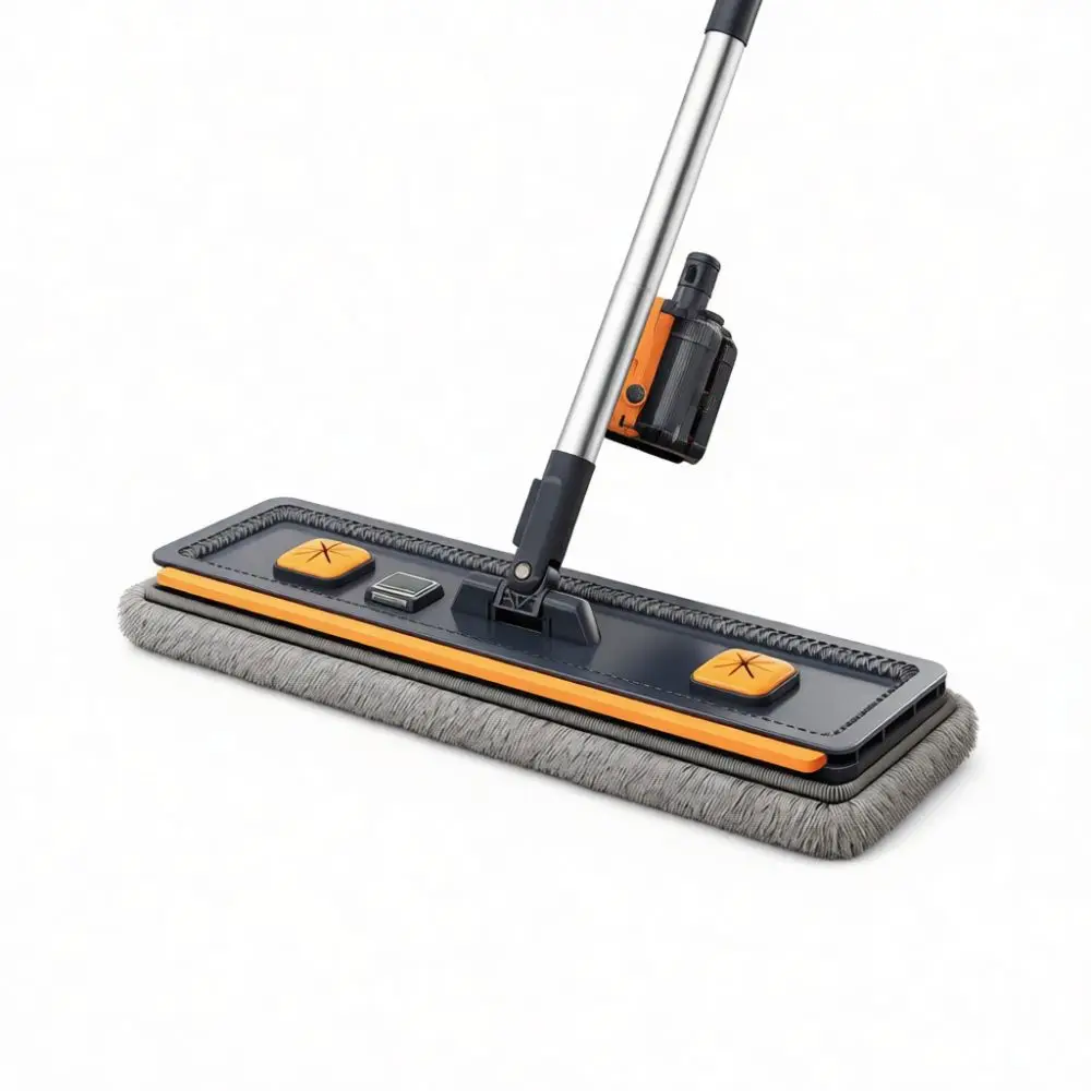 Innovative Hands Free Mop Flat Floor Cleaning Tool With Integrated Squeegee Easy Storage Wet Dry Use Home Care Equipment