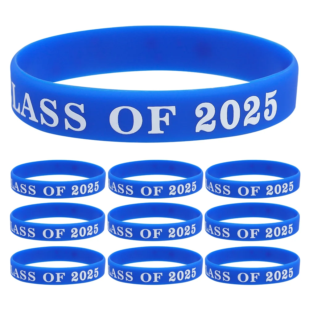 

10 Pcs Class of 2025 Wristbands Graduation Party Lollipop Jewelry Blue Bracelet Bracelets