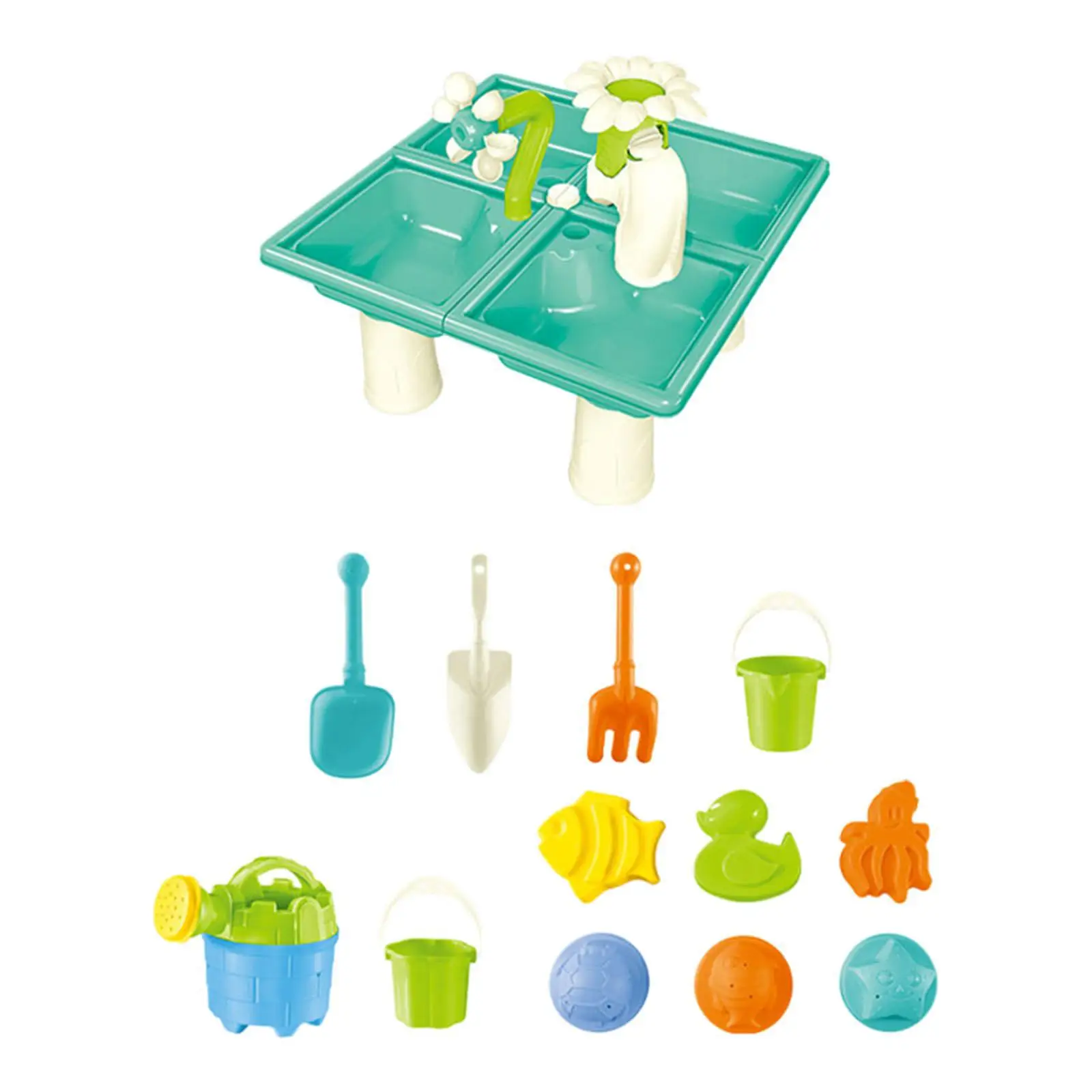 Water Sand Table for Children Backyard Beach Play with Bucket Rake Shovel