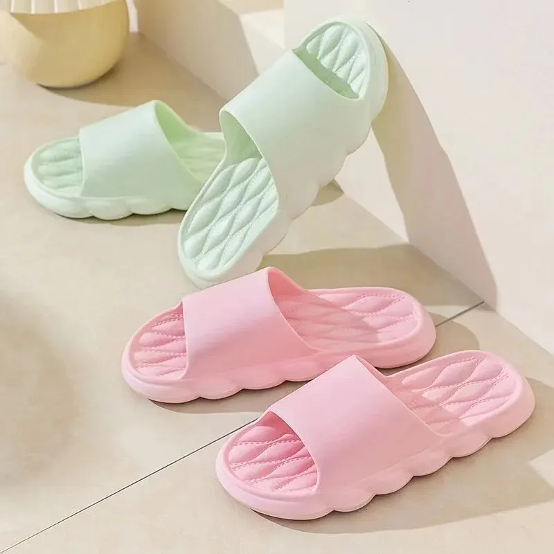 Summer Slippers Women Lightweight Home Anti Slip Bathroom Slides Male Comfort Soft Outdoor Beach Couple EVA Slippers Solid Color