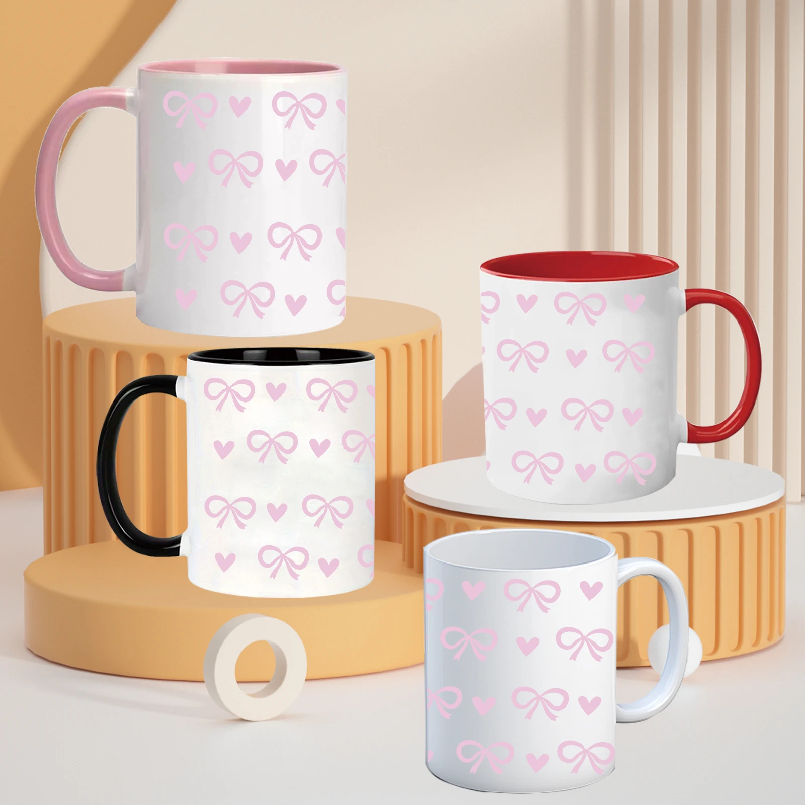 1Pc 3D Print Christmas Gnome Party Coffee Cups with Handle Straw Lid 11oz Ceramic Water Tea Milk Mugs Autumn Winter Water Cups