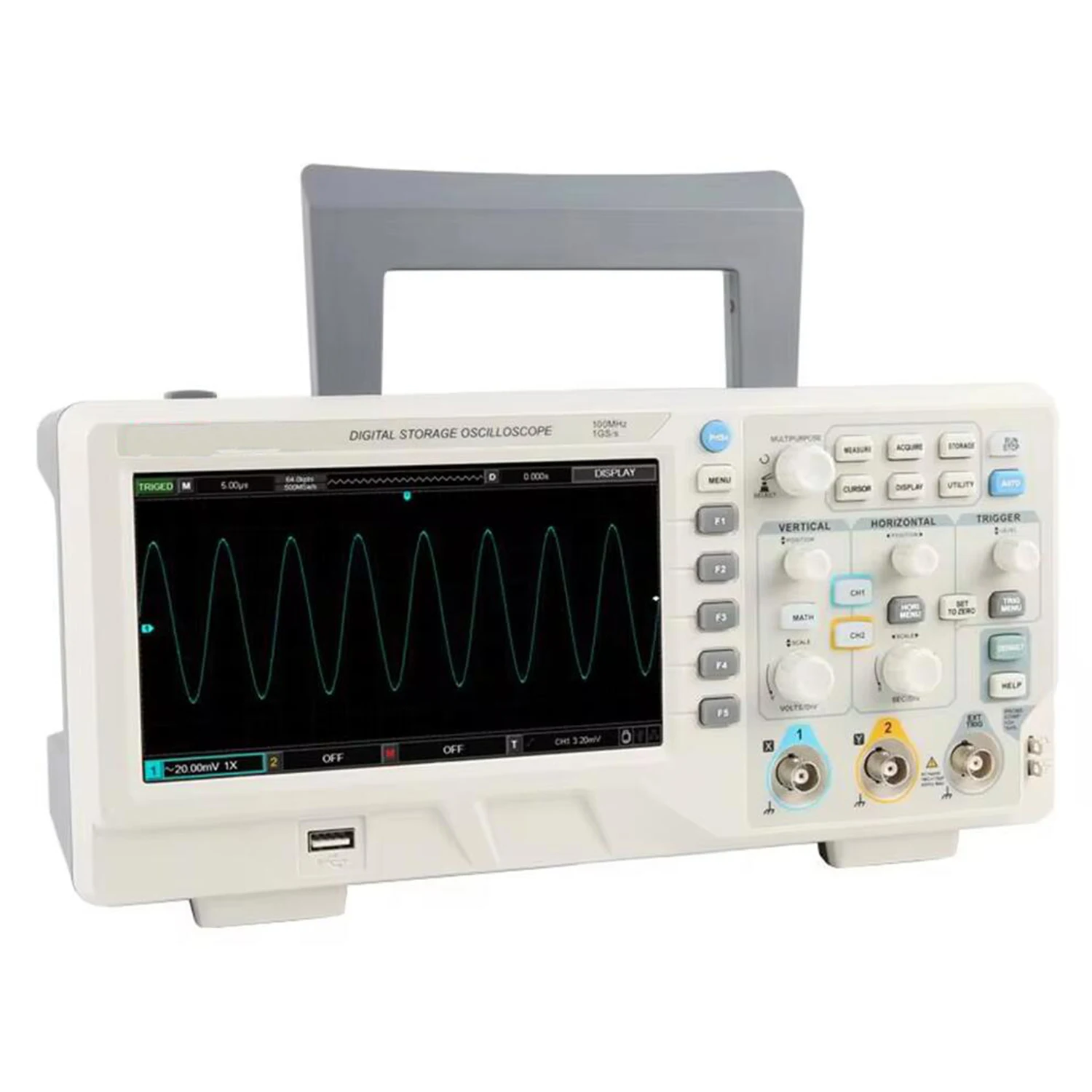 Digital 100MHZ Storage Oscilloscope USB Dual Channel Portable PC LCD Oscilloscope Waveform Tester