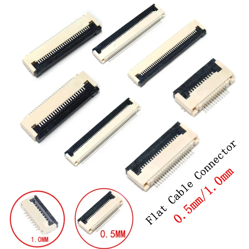 10pcs 0.5mm/1.0mm Pitch Under Clamshell Socket FPC FFC Flat Cable Connector 4P 5P 6P 8P 10P 12P 14P 16P 20P 22P 24P 30P 34P