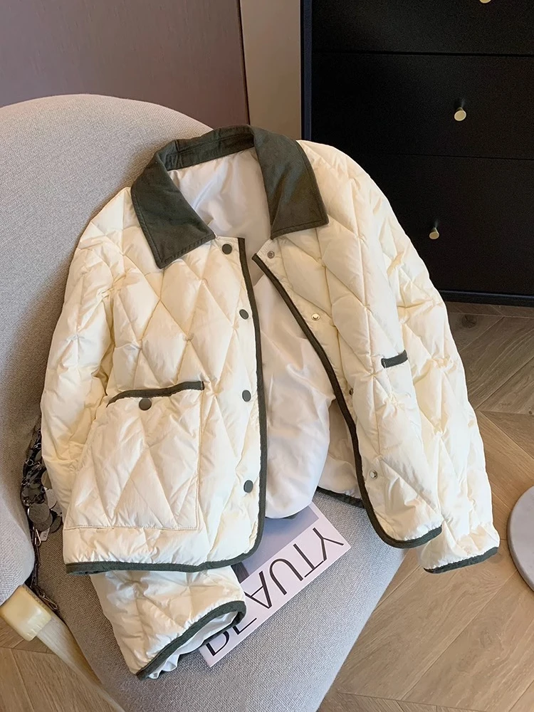 

Thiened down Cotton Jaet Women's Collar Embroidered Outerwear Autumn Winter Warm Flannel Coat Korean Sle Long Sve