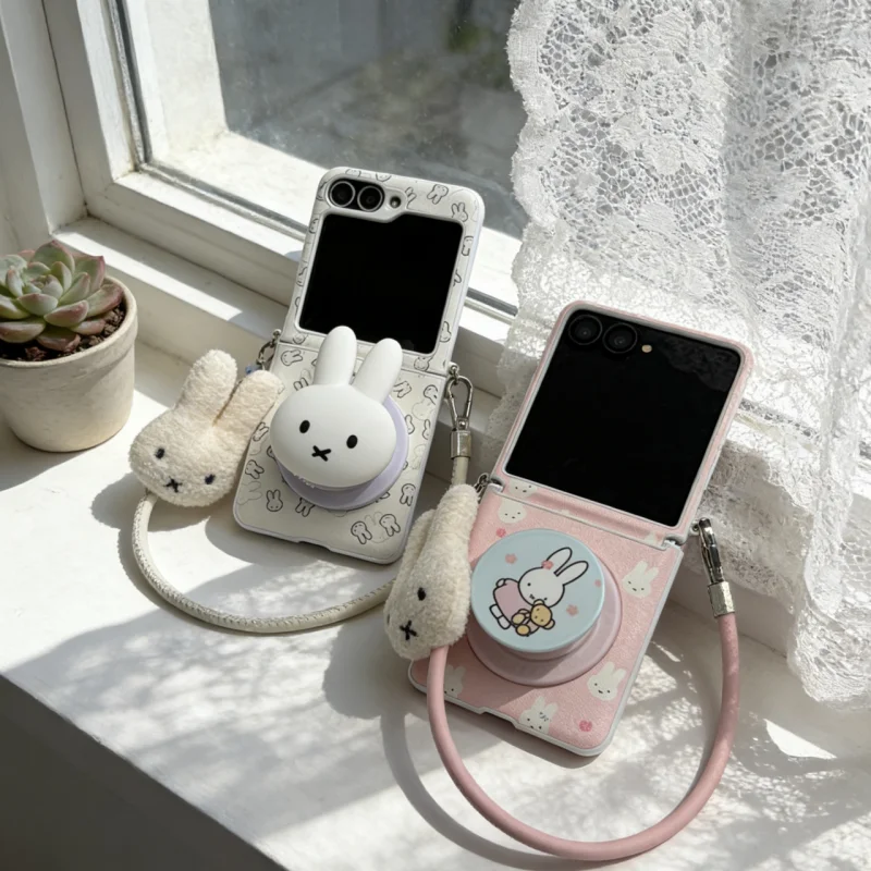 Cute Cartoon Pink White Miffy  - Cute Cartoon Wrist Strap Silicone Case review and price