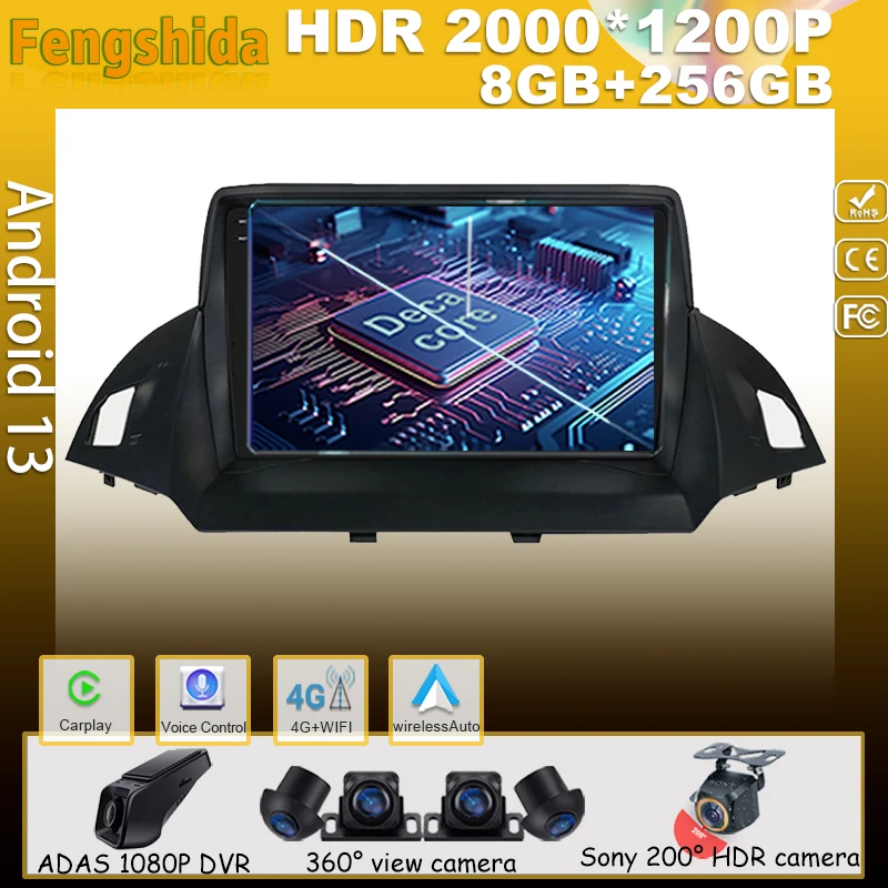 

Car Navigation Android For Ford C-MAX Kuga 2 Escape 3 2012 - 2019 Auto Radio Multimedia No 2din Player Touchscreen Monitor DVD