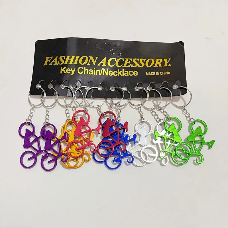 120pcs Mixed Colors Bicycle Key Chains Bike Keyring Bottle Wine Beer Opener Bar Tool Metal Keychains