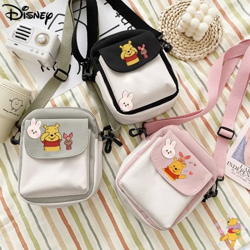 

Милая сумка через плечо с изображением медведя Пуха Диснея для мужчин и женщин, модная стильная универсальная портативная сумка для телефона