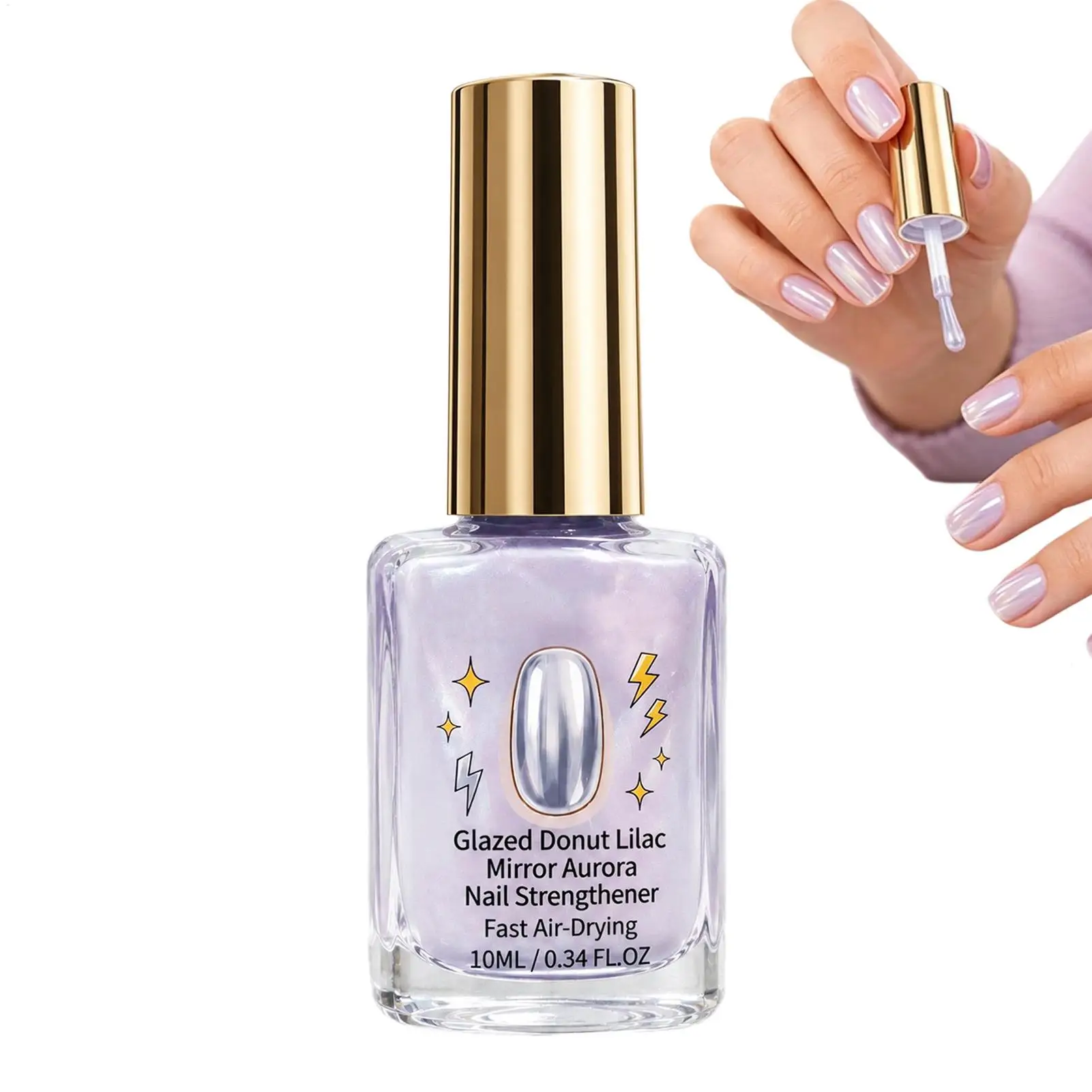 10ml Lavender Nail Hardener Quick Dry Glossy Nail Strengthener Mirror Shine Nail Polish Protective Manicure Care Treatments