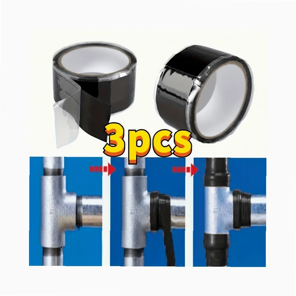 Self-Fusing Silicone Tape 3 Rolls, Leak-Proof Pipe Repair Tape for Emergency Plumbing, RV & Home Maintenance