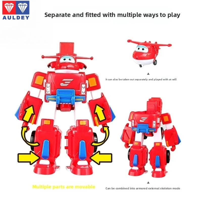 AULDEY ‌   Genuino Super Wings Jett/Dizzy/Donnie Trasformazione Combinazione Mecha Machine Set Modello di figura mobile Regalo di Natale