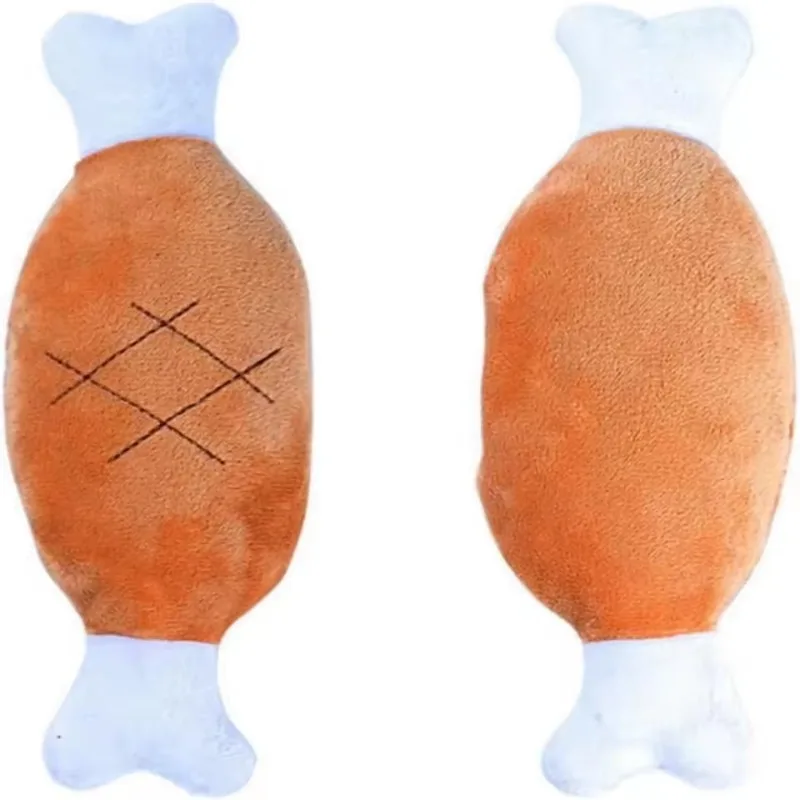 Peluche interattivo cigolante per cani, gambe di pollo, a forma di osso, per cani e gatti di taglia piccola, media e grande