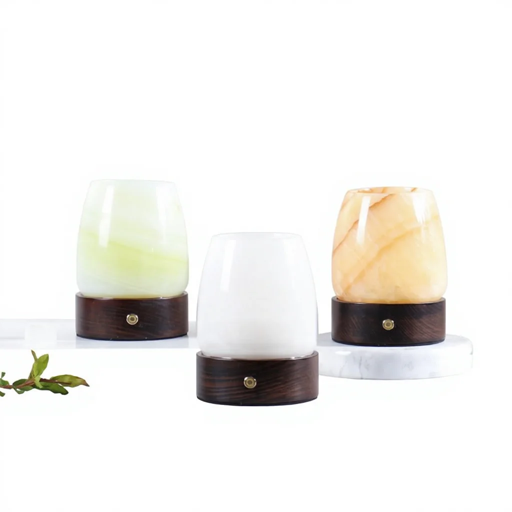 Factory direct sales marble flameless aromatherapy lamp bedroom bedside table ambient light adjustable rechargeable night light