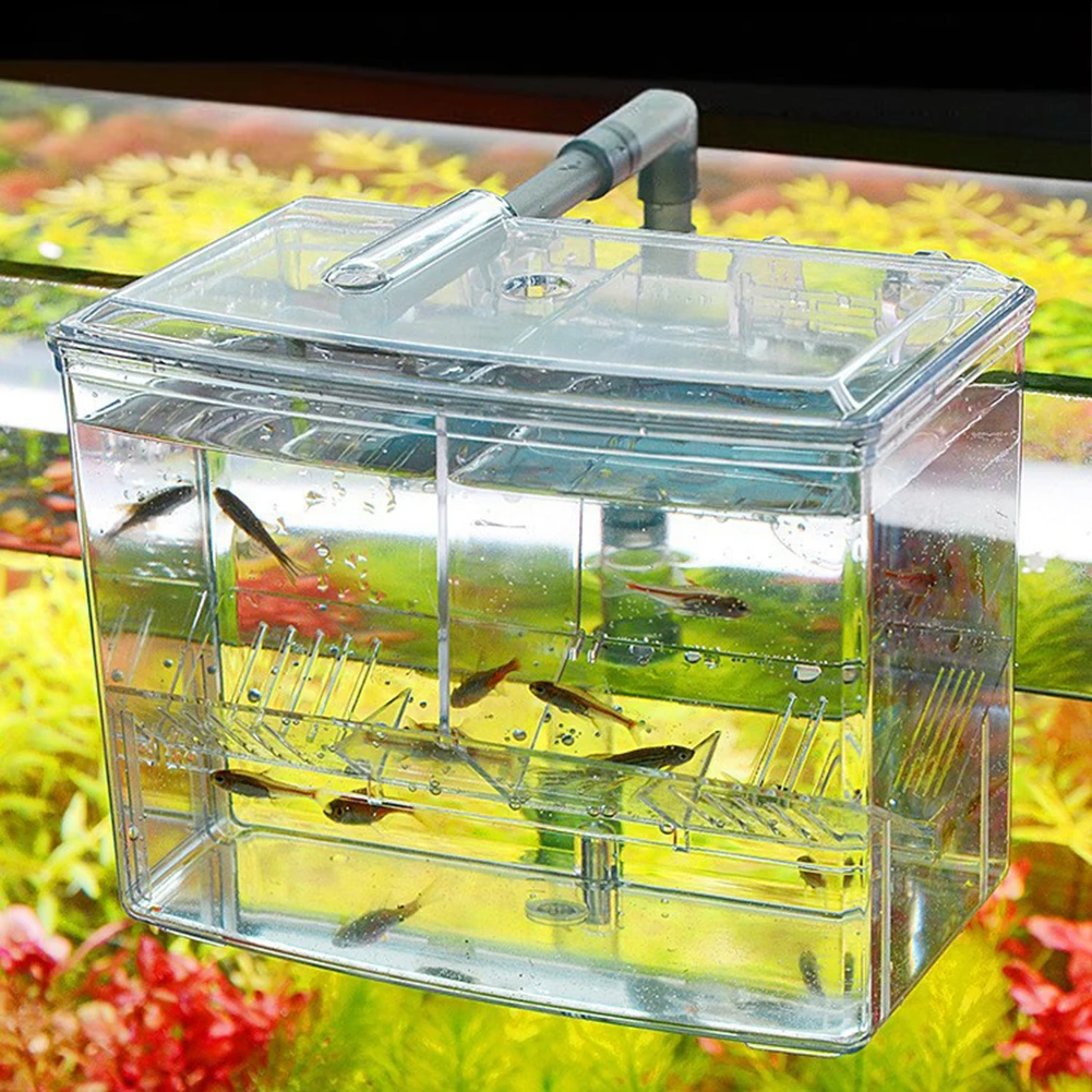 Aquarium Fish Breeder Box Hanging External Isolation Divider Hatching Breeding Boxes For Baby Fish Shrimp Betta Isolation Box