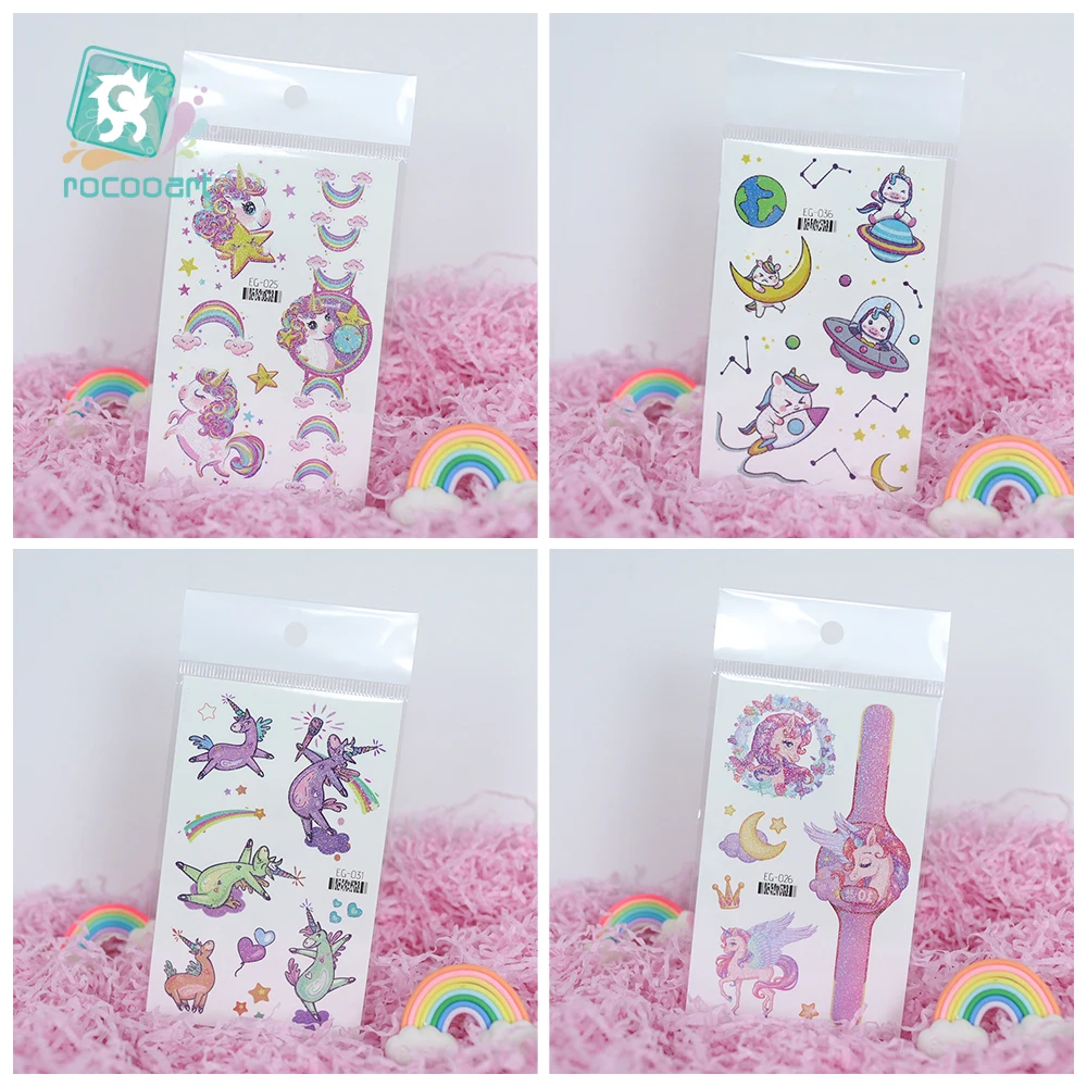 Cartoon Unicorn Flash Tattoo Kids Watch Fake Tattoo Waterproof Temporary Tattoo Stickers For Children Gift Party Body Art Tattoo